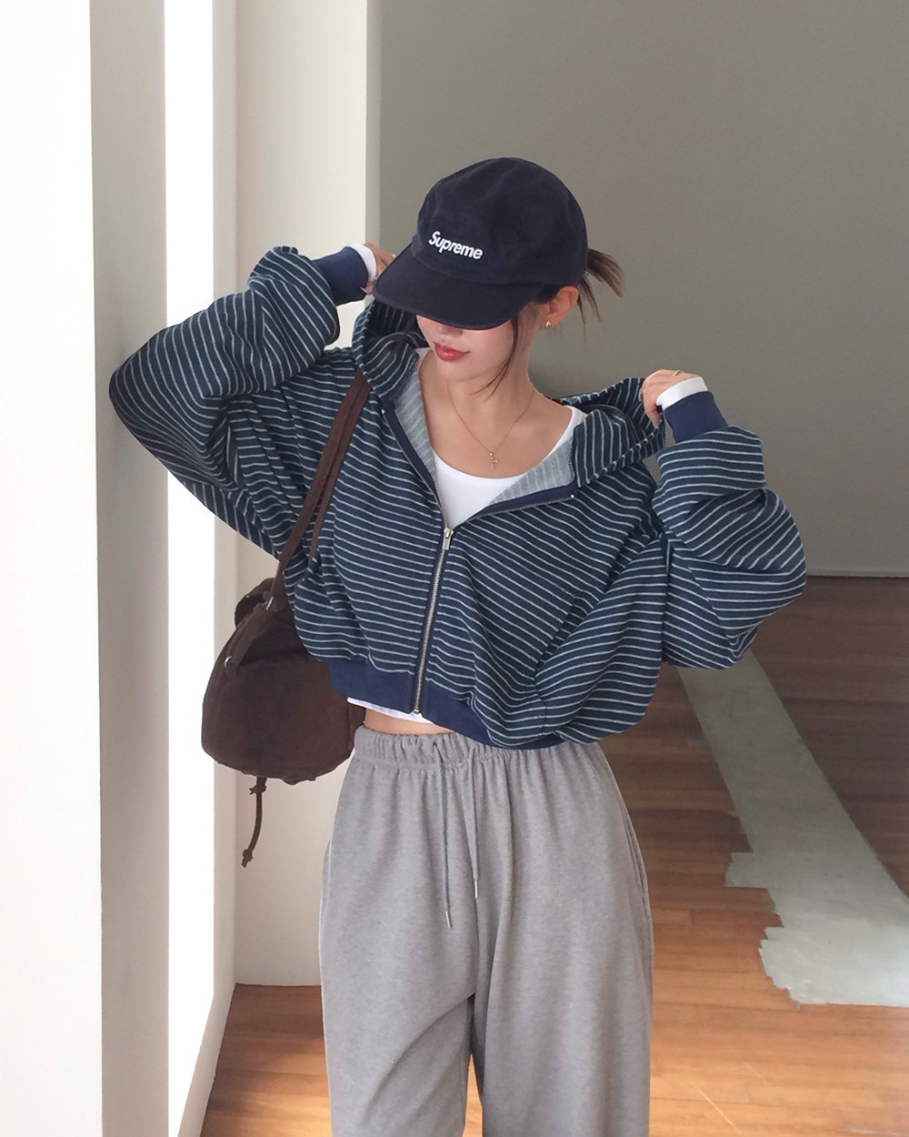 [ORIGINAL] トミーストライプ フード付きジップアップ