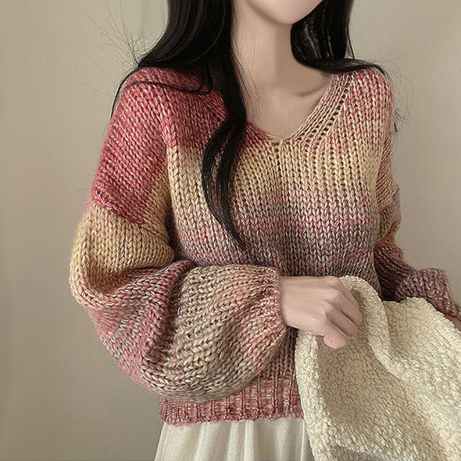 ストライプ クロップドニット 長袖 ニット セーター リンクスストライプクロップドニット