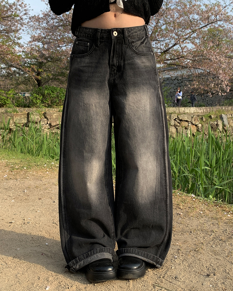 ボタンポケット*ワイドパンツ*N1153BK6175黒*フレアーガウチョ 2タック サイドポケット ワイドパンツ je-101 chw22s072