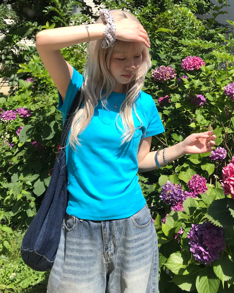 スリムカラフルショートスリーブシャツ