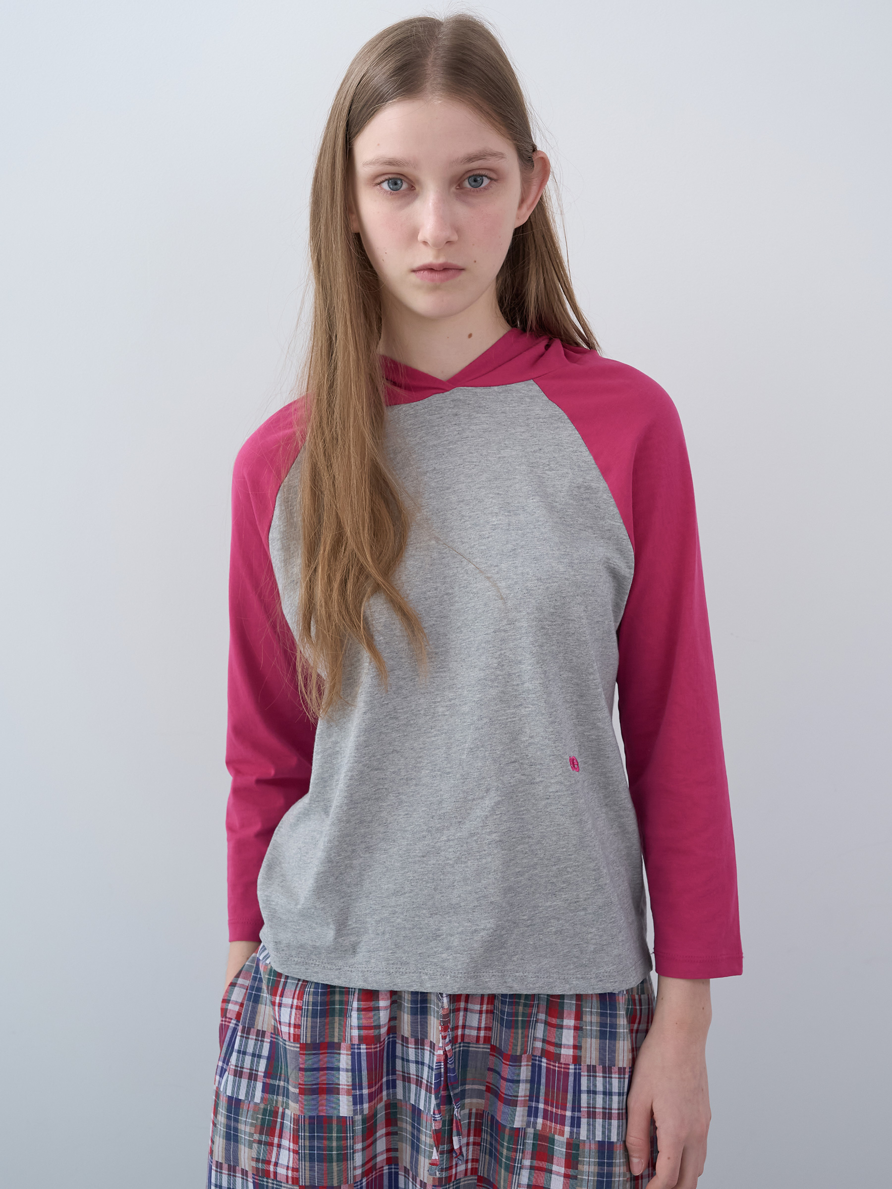 3/4 Sleeve Hooded Shirt (Grey)