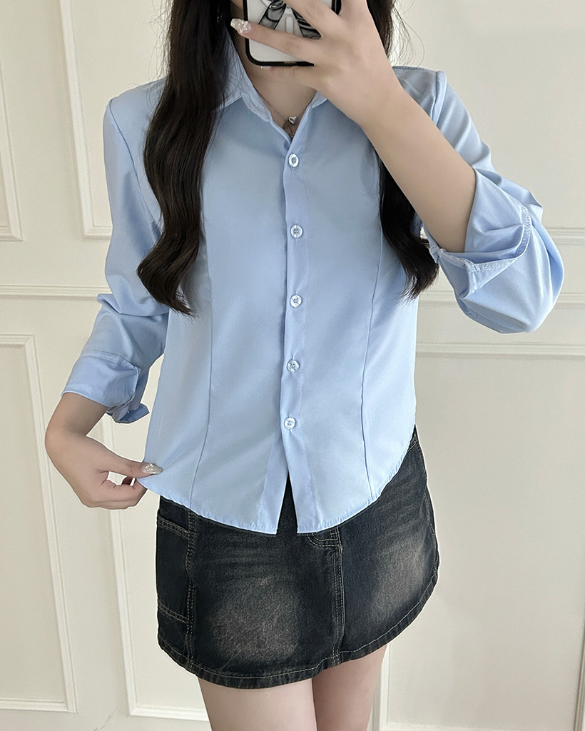 クロップベーシックロングスリーブシャツ