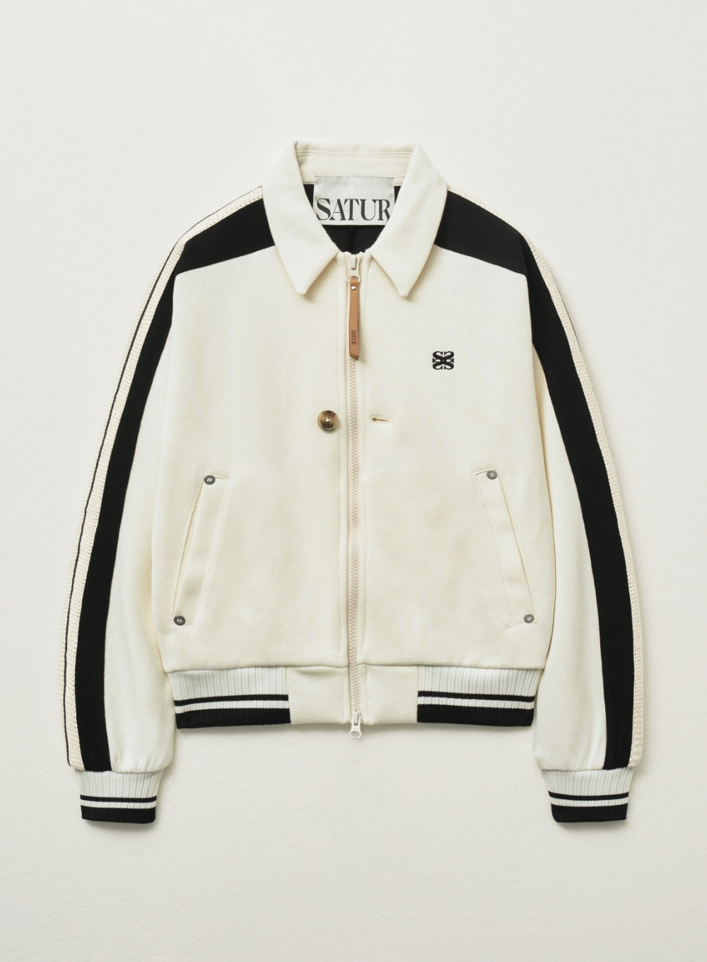 (W) Lawton Collar Track Zip-up Jacket - Art Black