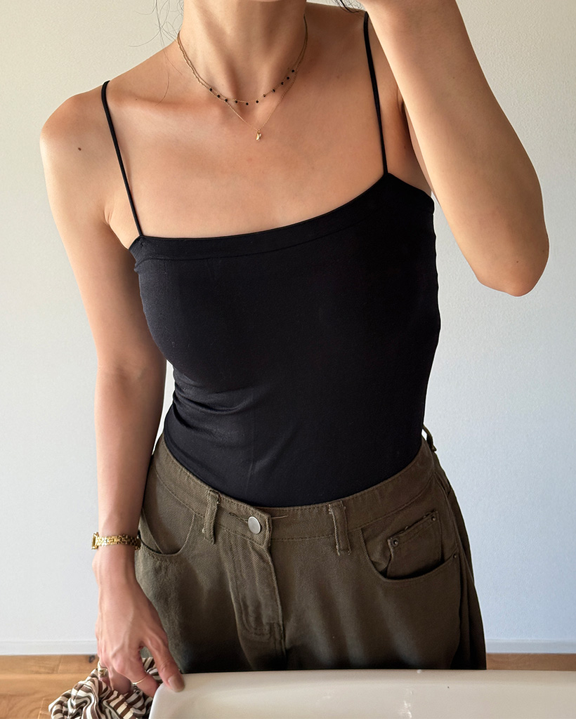 スクエアネックキャップキャミソール