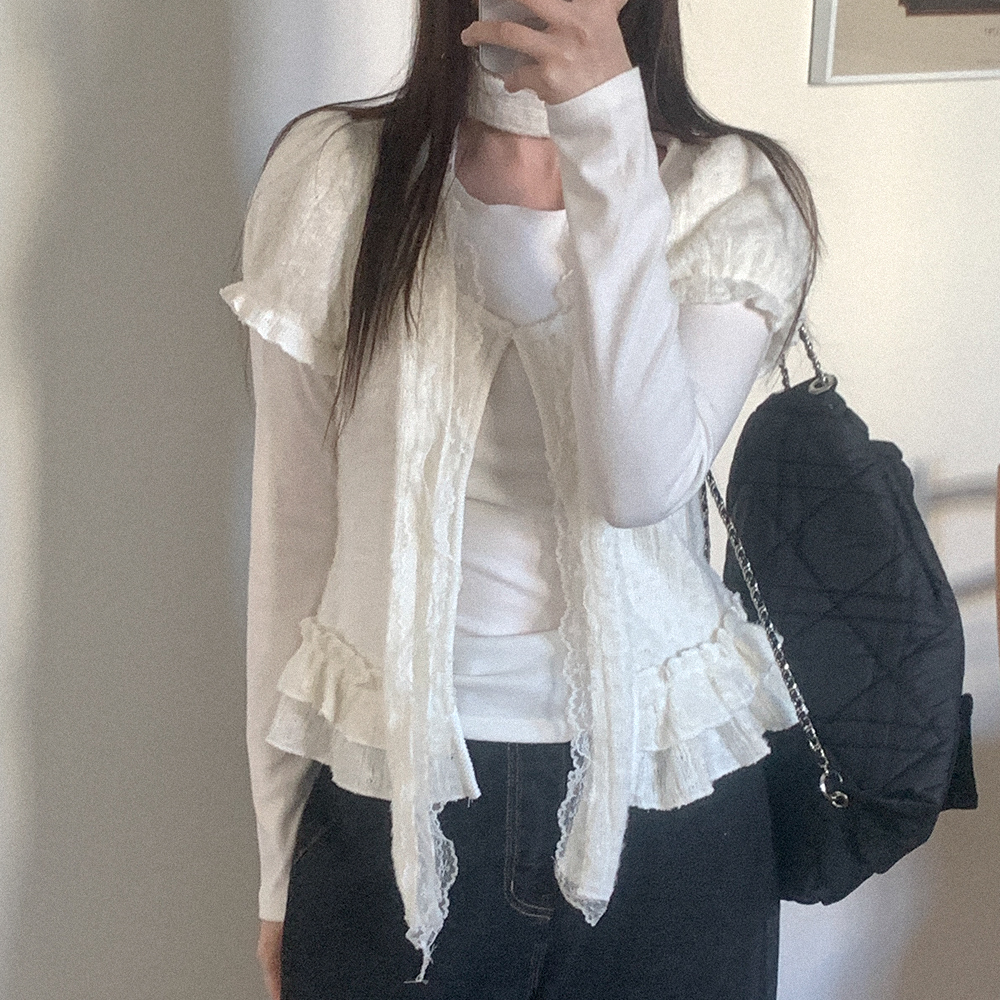 [SET]マフラー付きレイヤードTシャツ