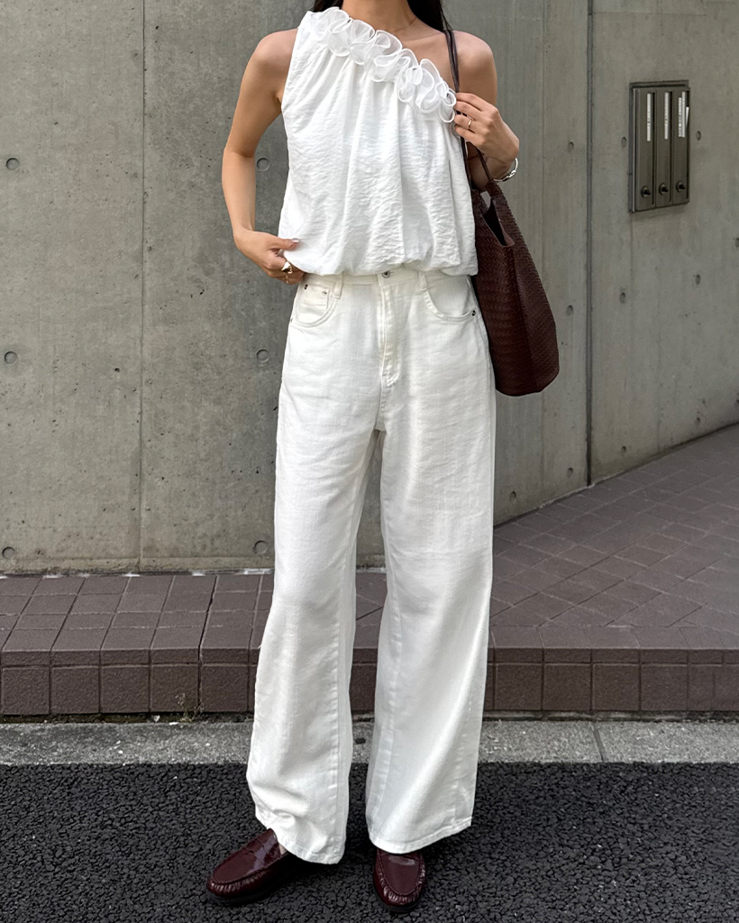 コットンリネンワイドパンツ
