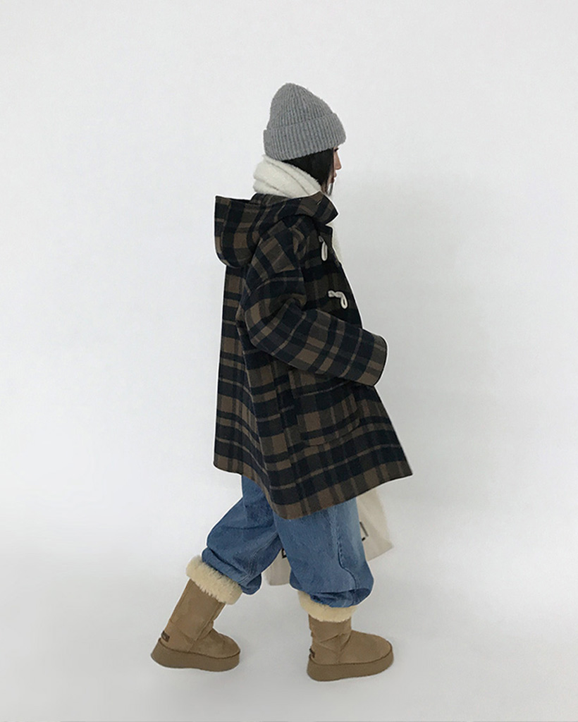 ORIGINAL]メーター チェックフード付きダッフルコート | ファッション