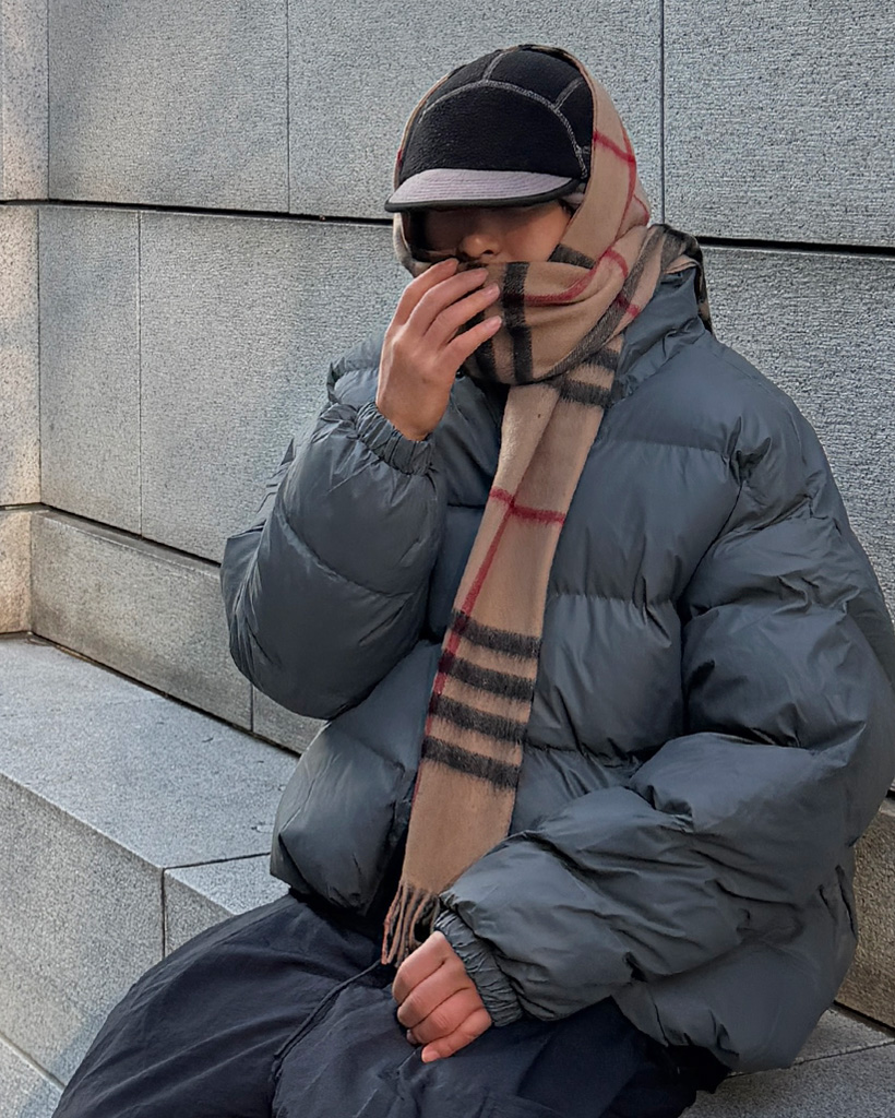 チェック ウールミックスマフラー