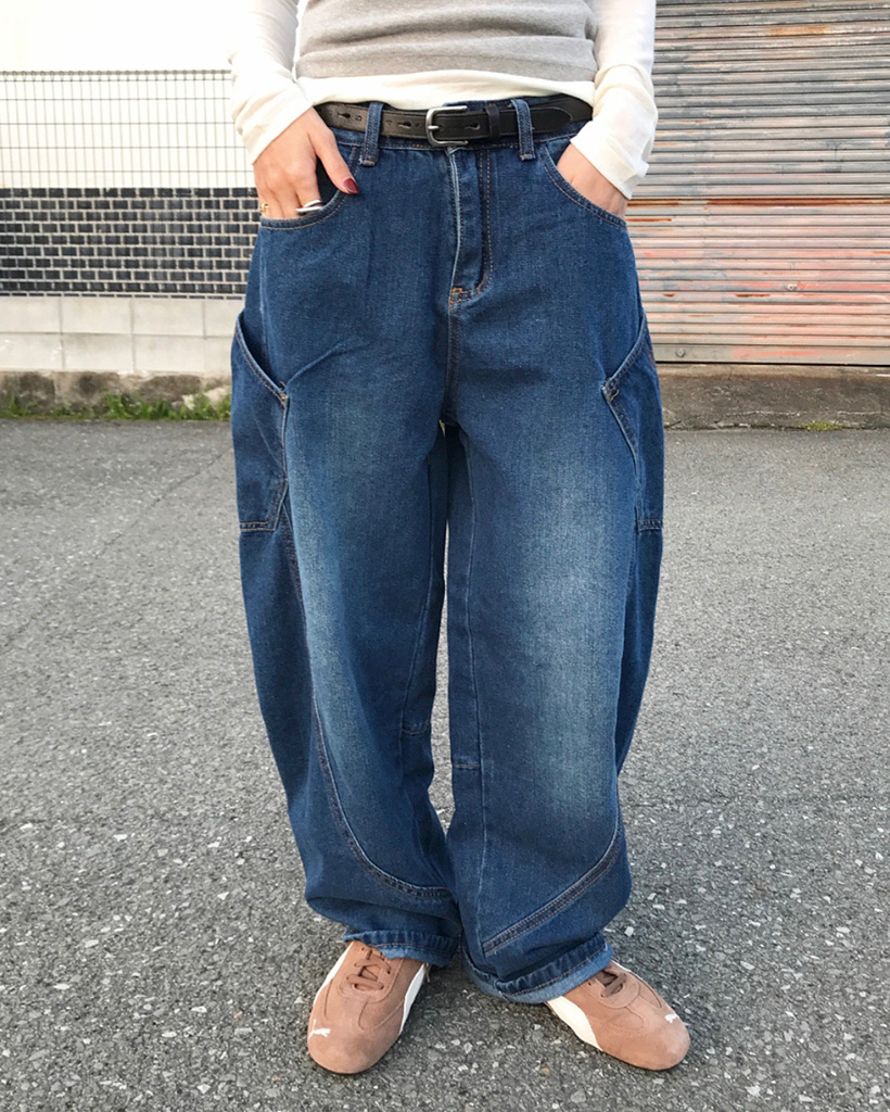 レタリングワイドデニムパンツ