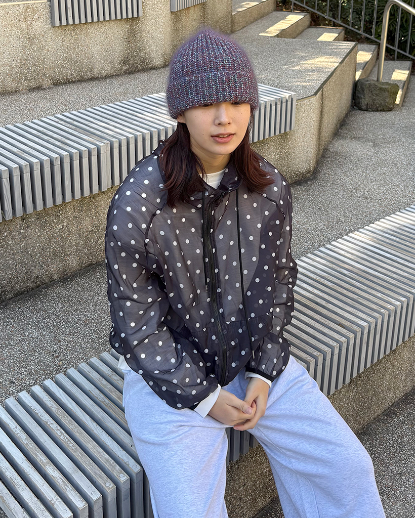 シースルードットフーディーウィンドブレーカー