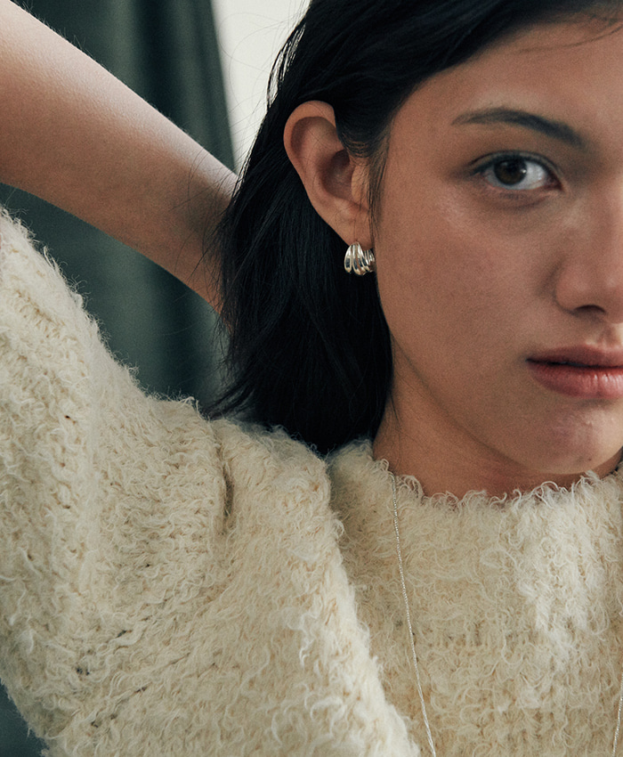 [925 silver] Deux.silver.203 / epais cote earring (silver)