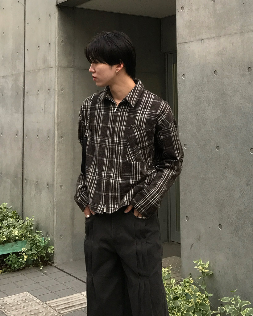 チェッククロップドジャケット