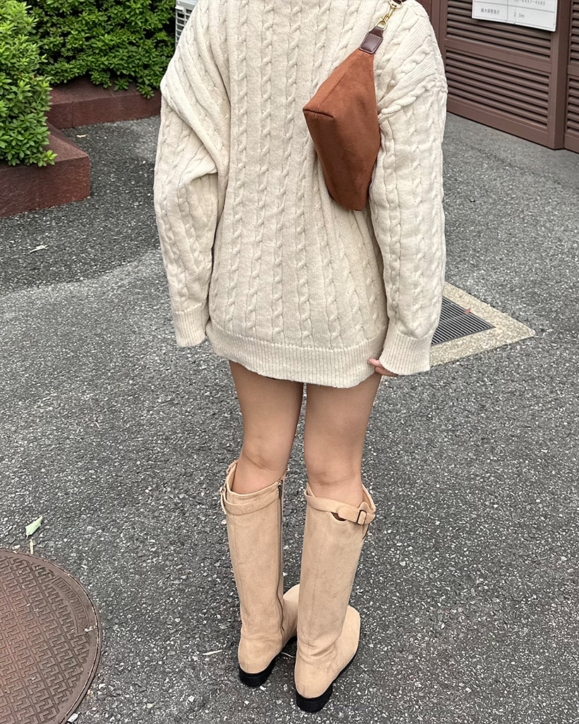 ベルトポイントスエードロングブーツ | ファッション通販サイト NUGU