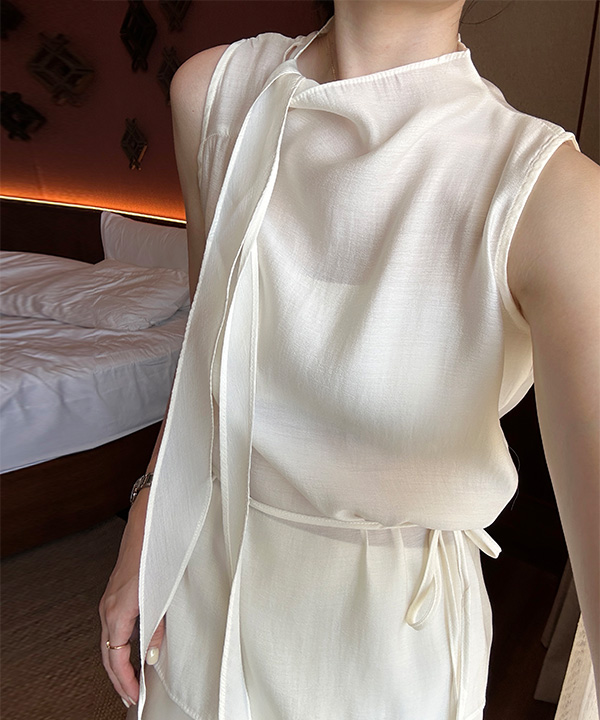 【オケージョン】リボンタイシフォンブラウス