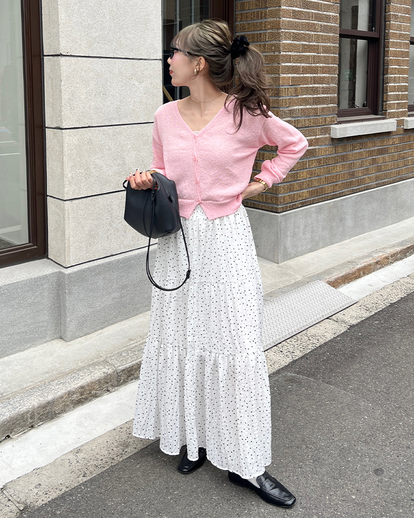 ドットカンカンロングスカート