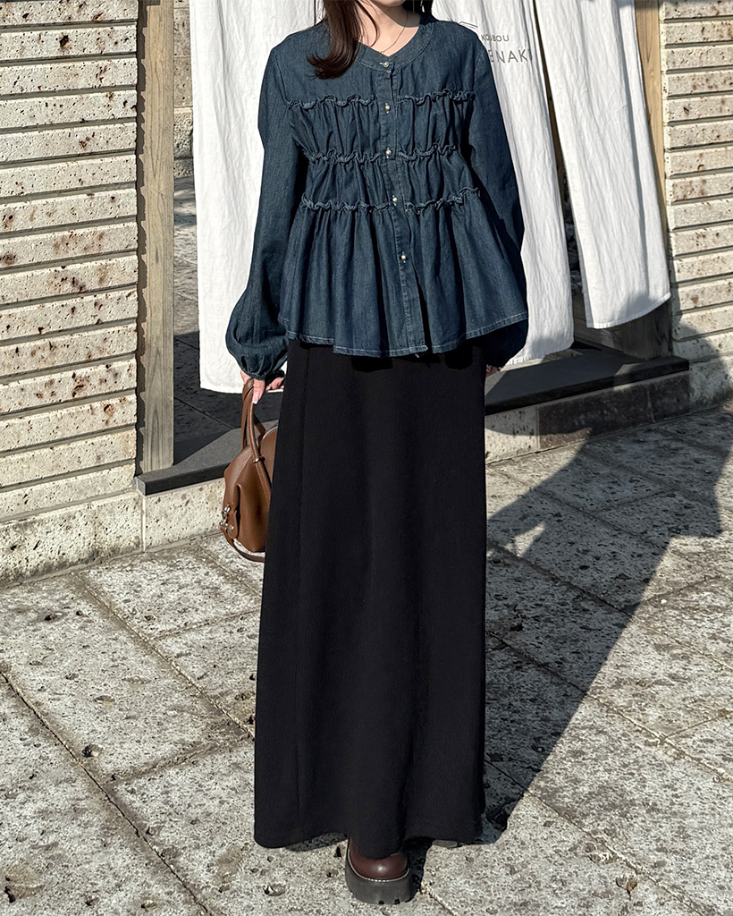 リブマキシロングスカート