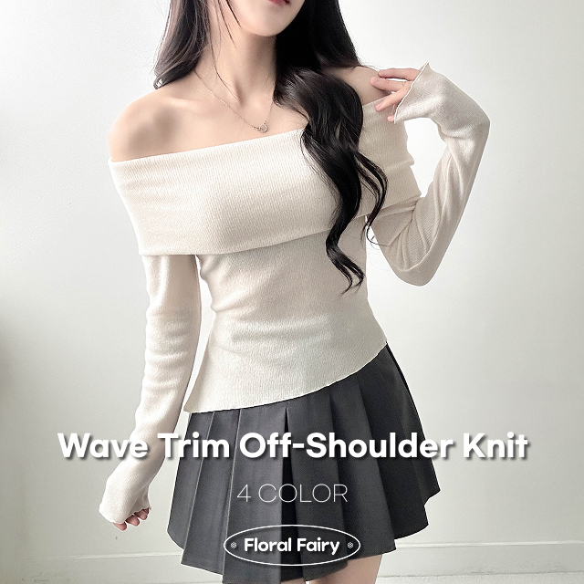 オフショルサイドスリットニット