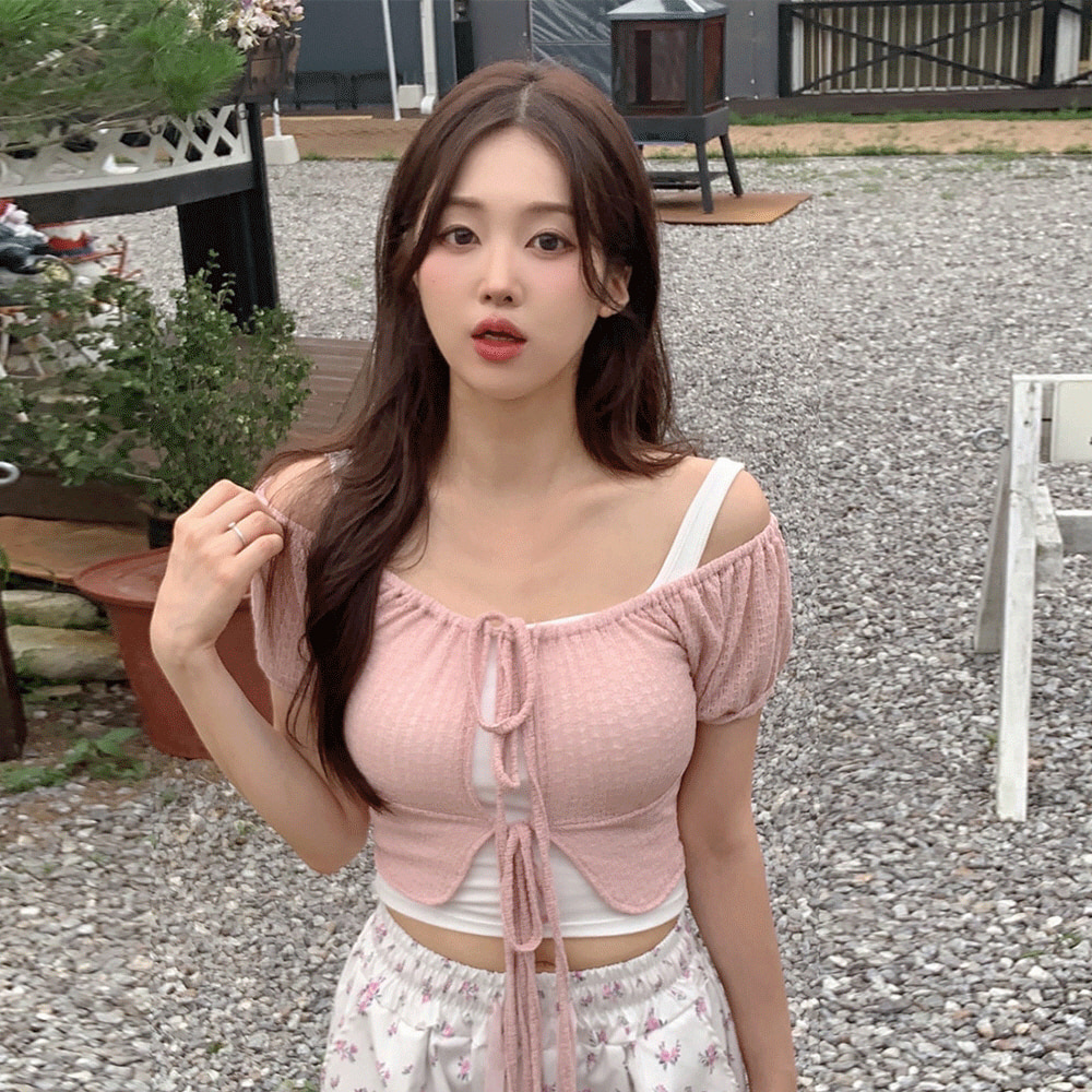 レイヤードダブルリボンクロップドボレロ