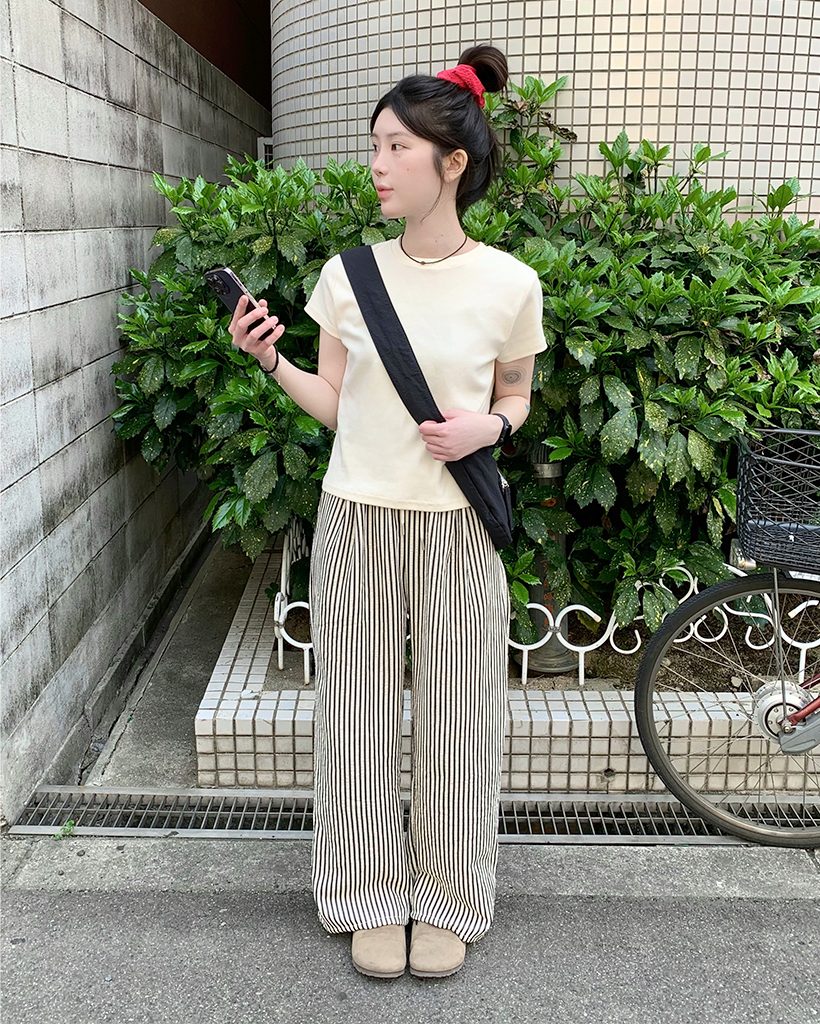 ストライプウエストゴムパンツ