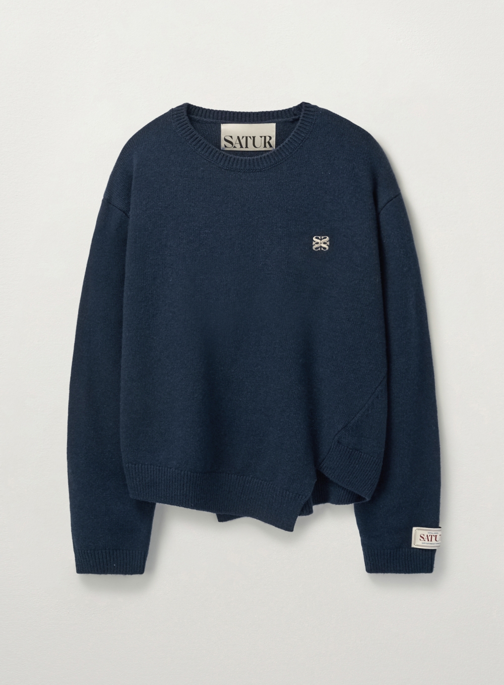 ◆SATUR◆ Dublin unbalanced cashmere blend knit ice blue SA2 MUSINSA公式 | SATUR Dublin Unbalanced Cashmere Blend Knit