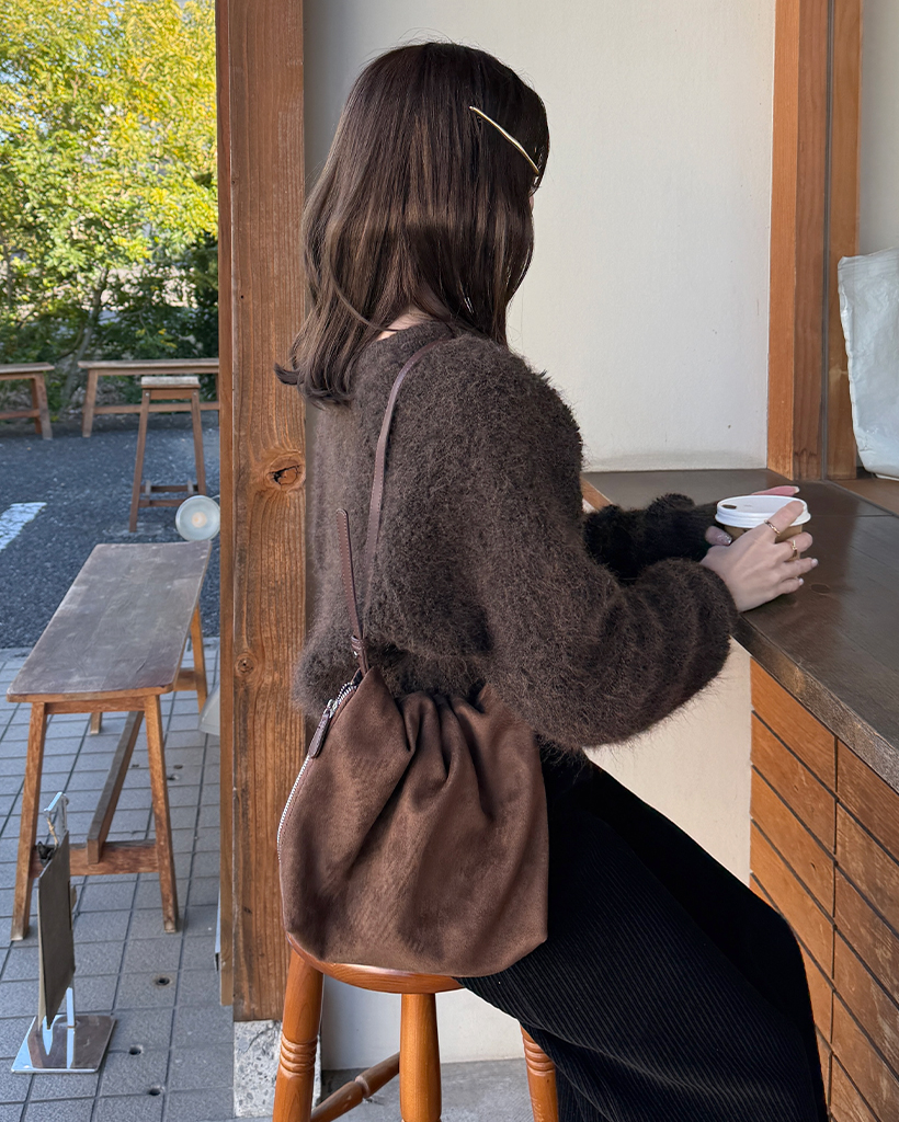 スエードシャーリングショルダーバッグ