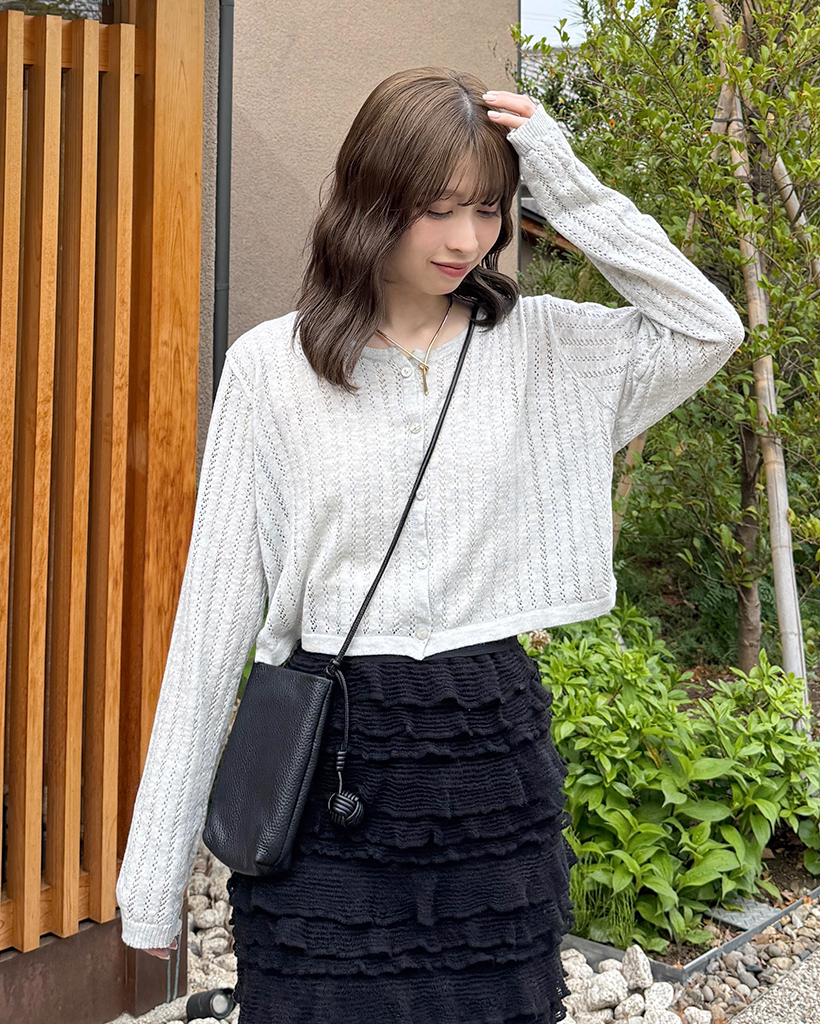 OHESHIO X sep19] round collar frill long t-shirt (white