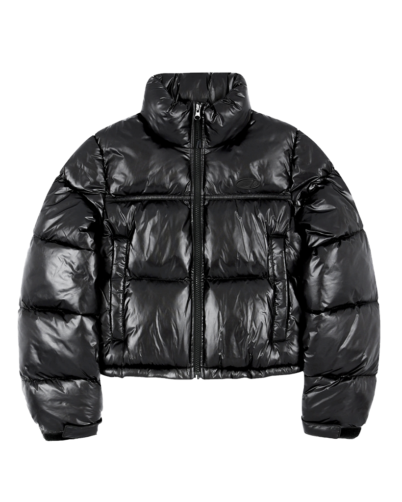 Glossy Eco-Puffer Short Padding Jumper - black