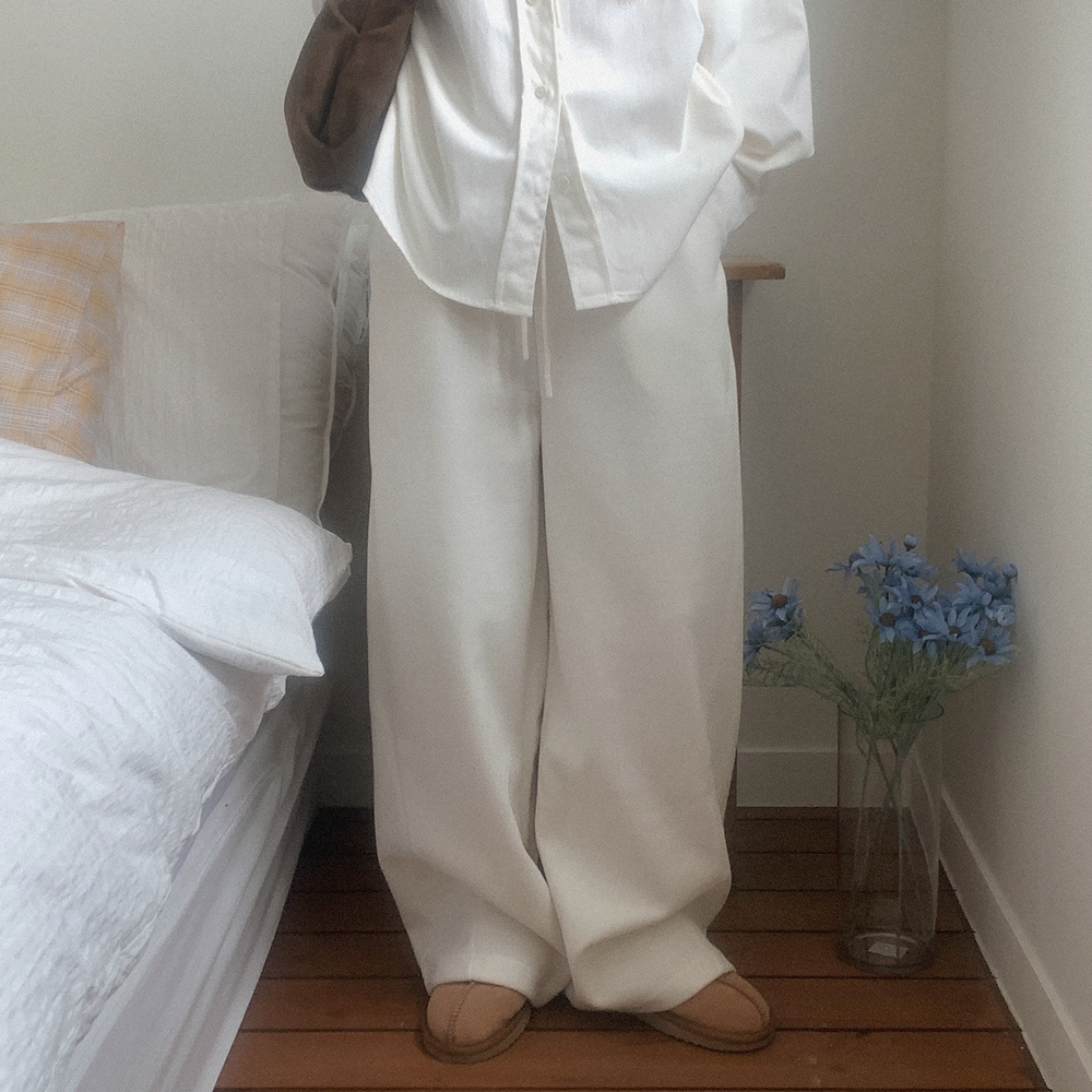 ワイドウールバンドパンツ