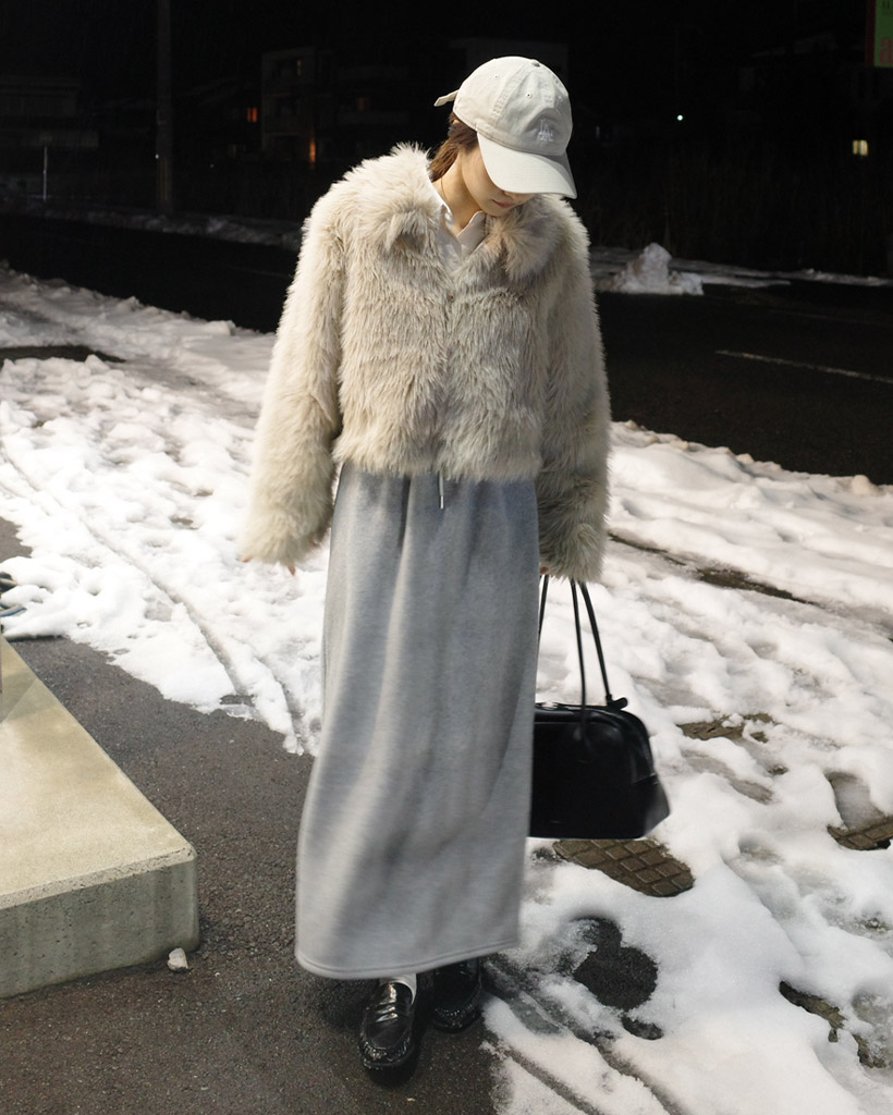 ウエストゴムフリースロングスカート