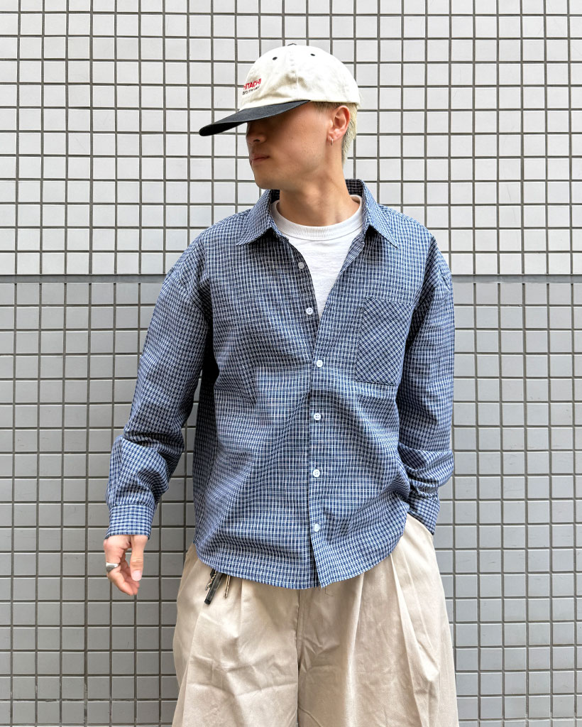 クロップドチェックシャツ