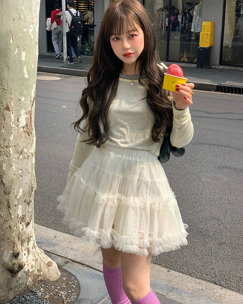 レースティアードミニスカート