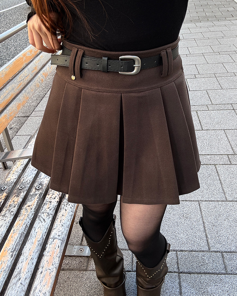 ベルトセットプリーツミニスカート