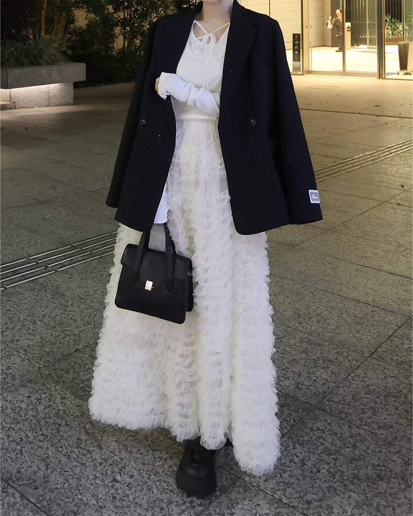 レースカンカンロングスカート