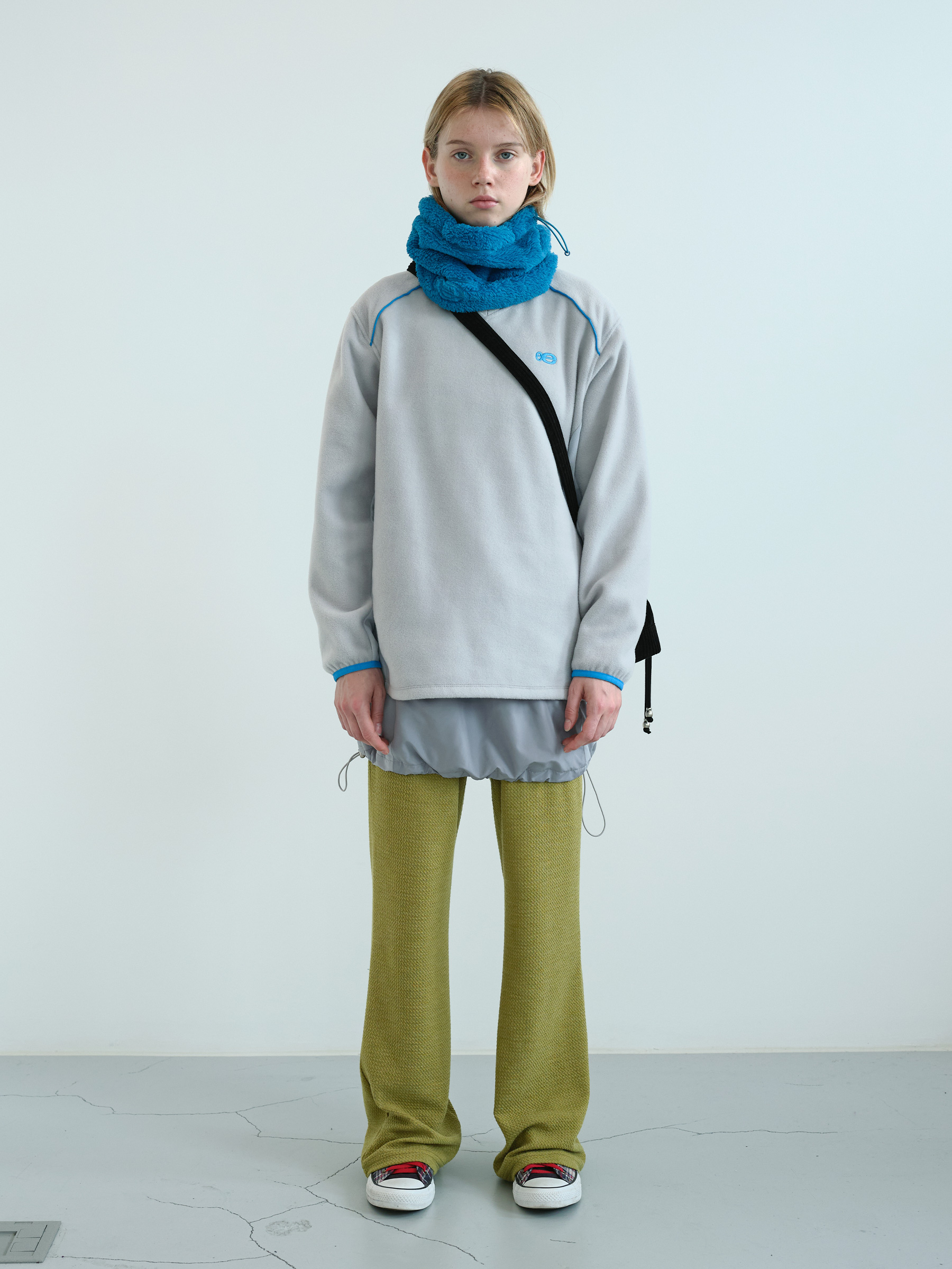 Nubby Banding Bootcut Pants (Moss Green)