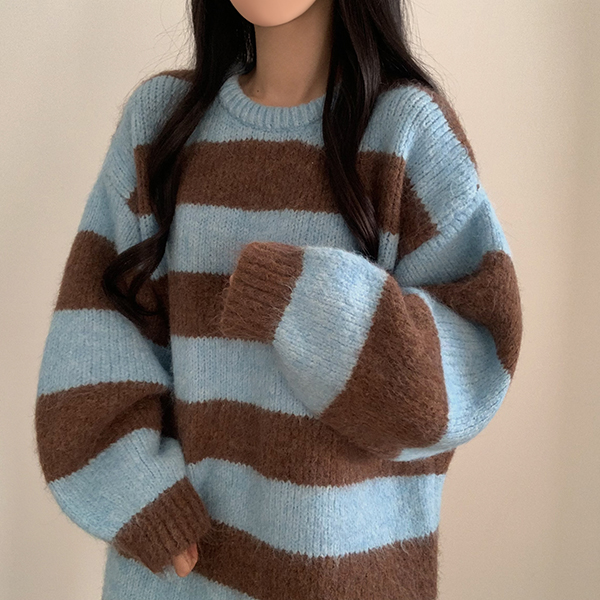 【新品】ヘアリーボーダーニット ボーダーヘアリーニット | ファッション通販サイト NUGU