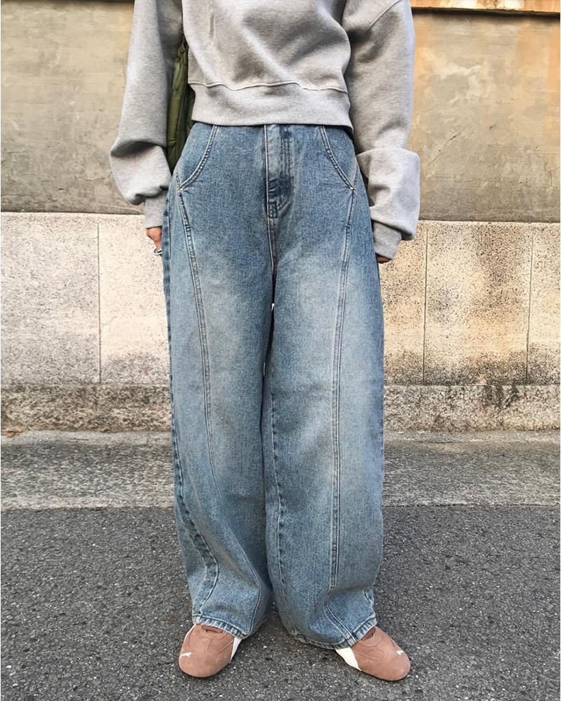 サイド切替デニムパンツ