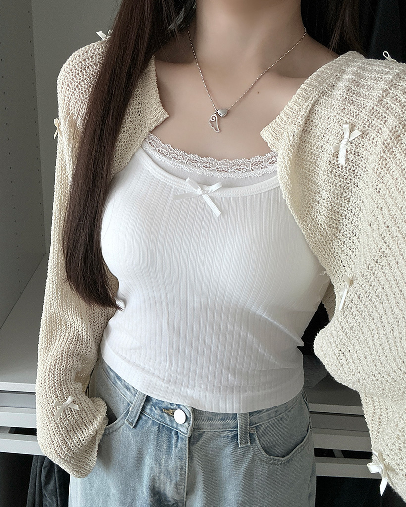 リボンレースポイントキャミソール