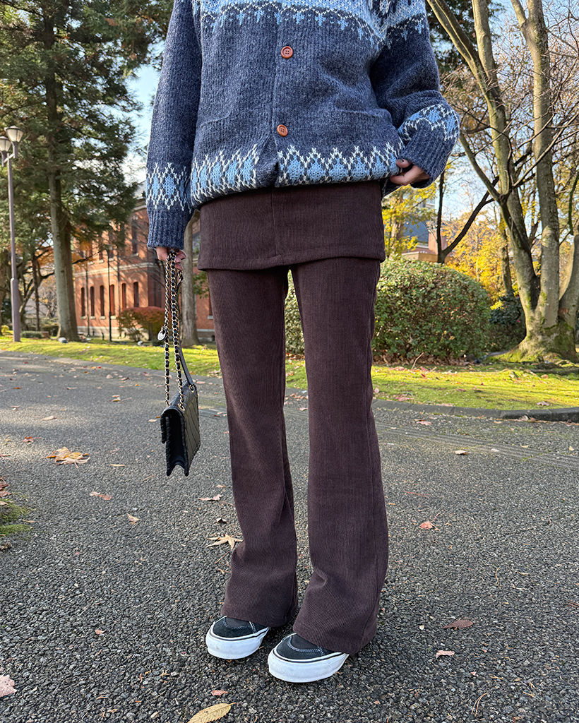 ミニスカートスラックスレイヤードパンツ