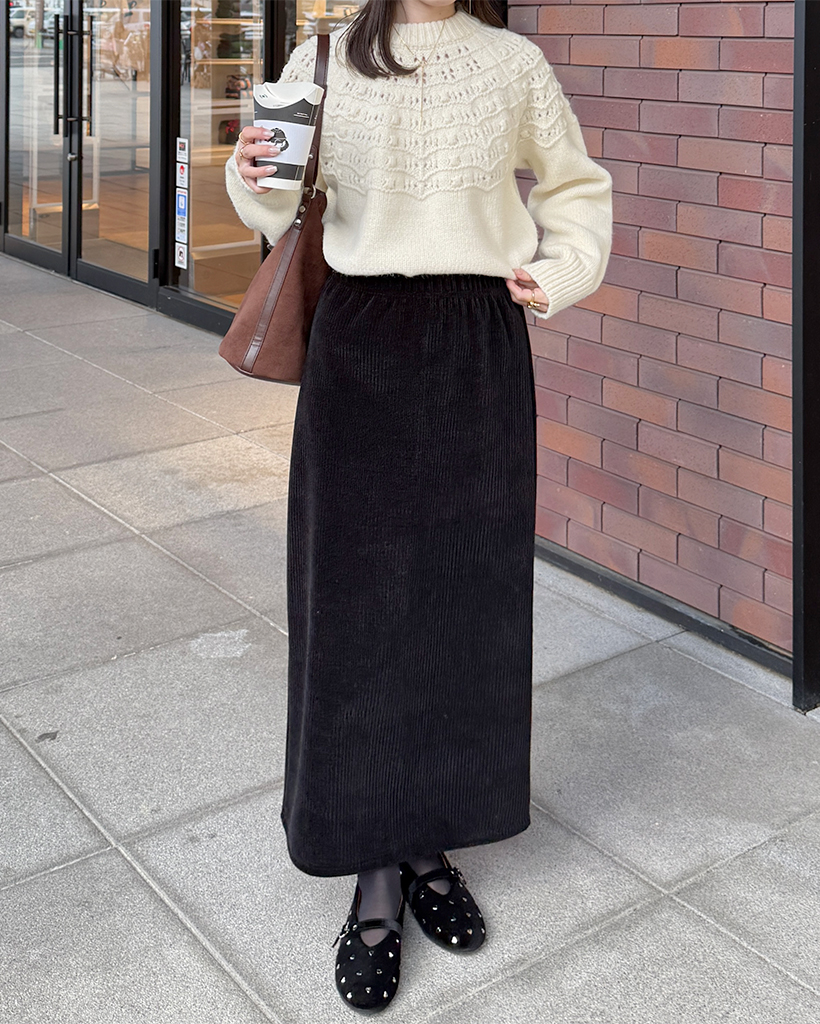 ベルベットリブロングスカート