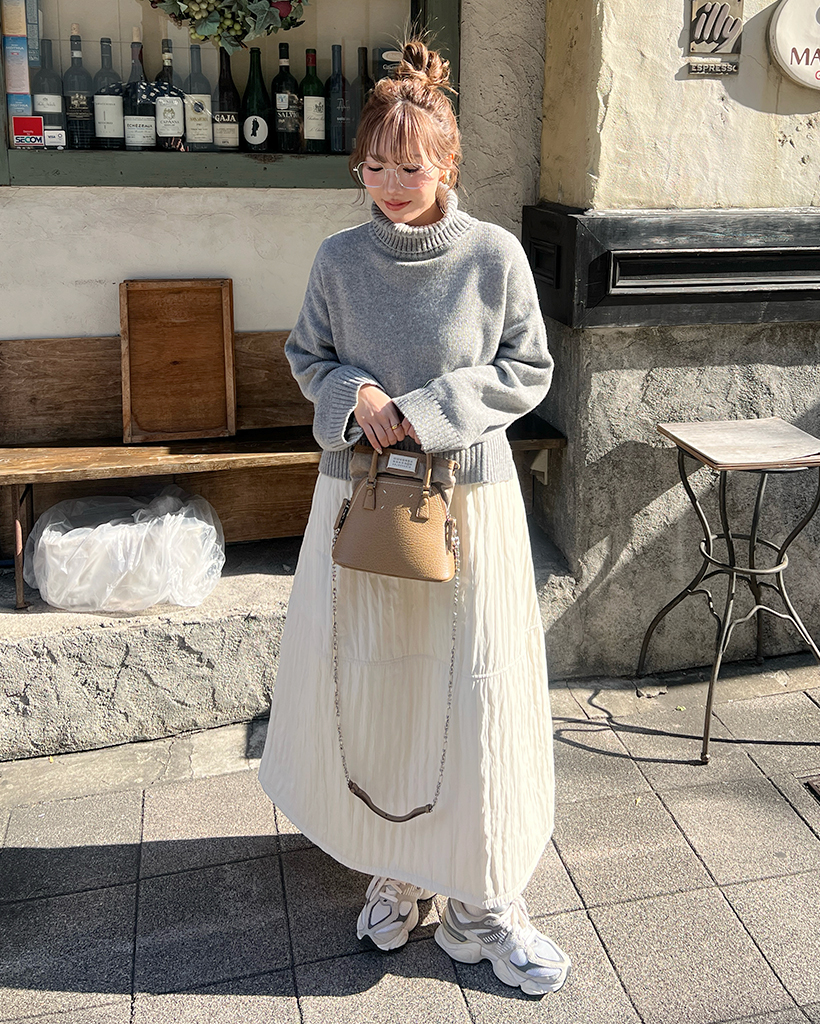 ウエストゴムフレアロングスカート