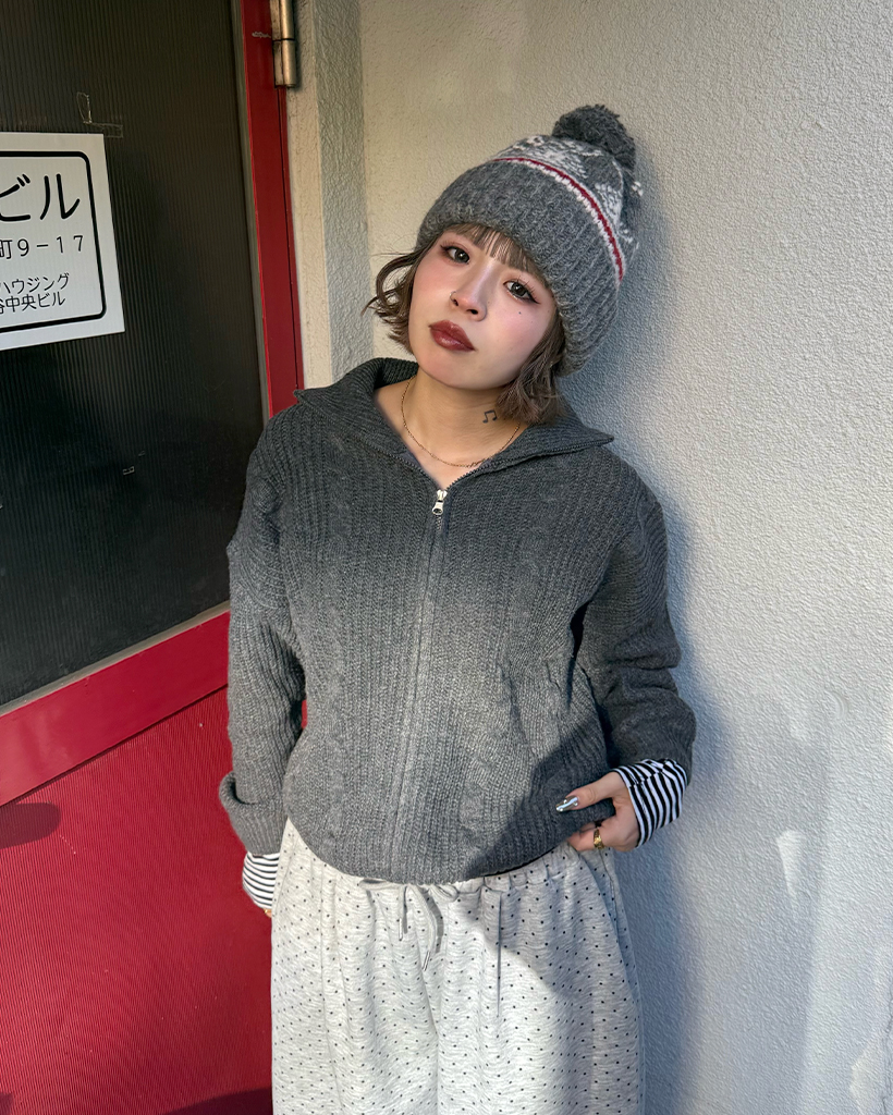 2WAYケーブルニットジップアップ