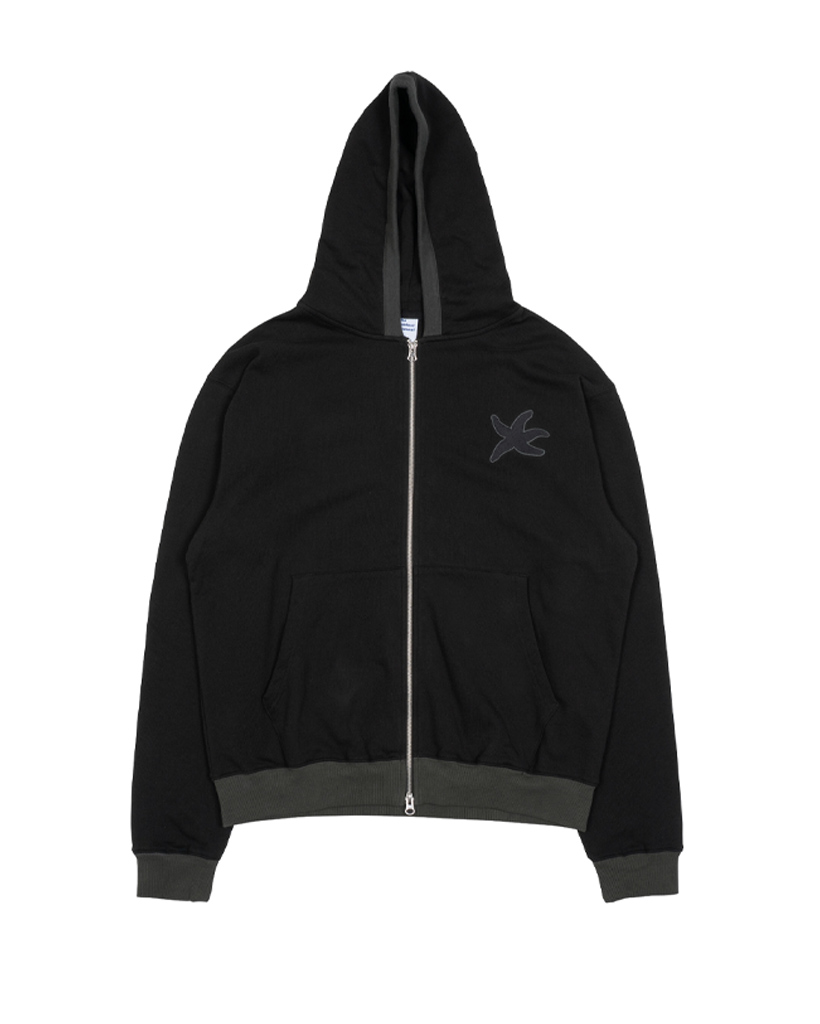 BIG GOTHIC CUT OFF PIGMENT ZIP-UP HOODIE [CHARCOAL BIG GOTHIC CUT OFF PIGMENT ZIP-UP HOODIE [CHARCOAL