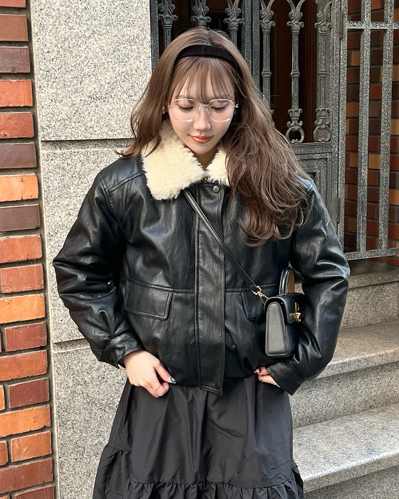 襟付きブークレレザージャケット