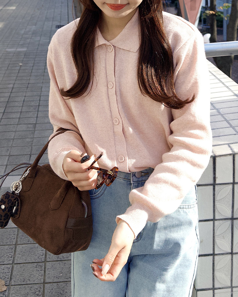 カラーネックロングスリーブカーディガン