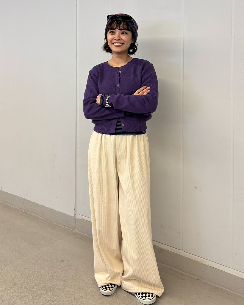 ストリングコーデュロイワイドパンツ