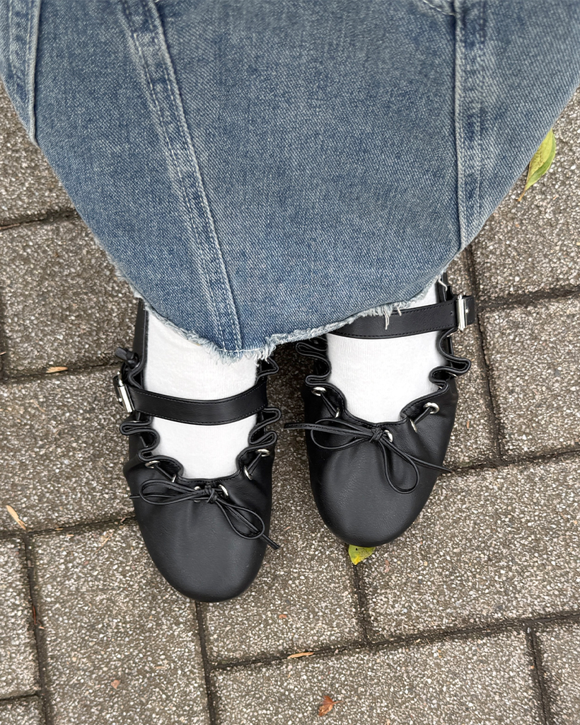 ウェーブリボンフラットシューズ