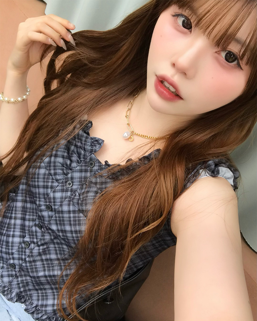 チェックシャーリングショートスリーブブラウス