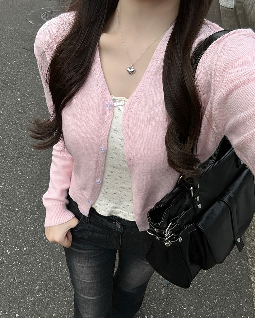 Vネックベーシックカーディガン