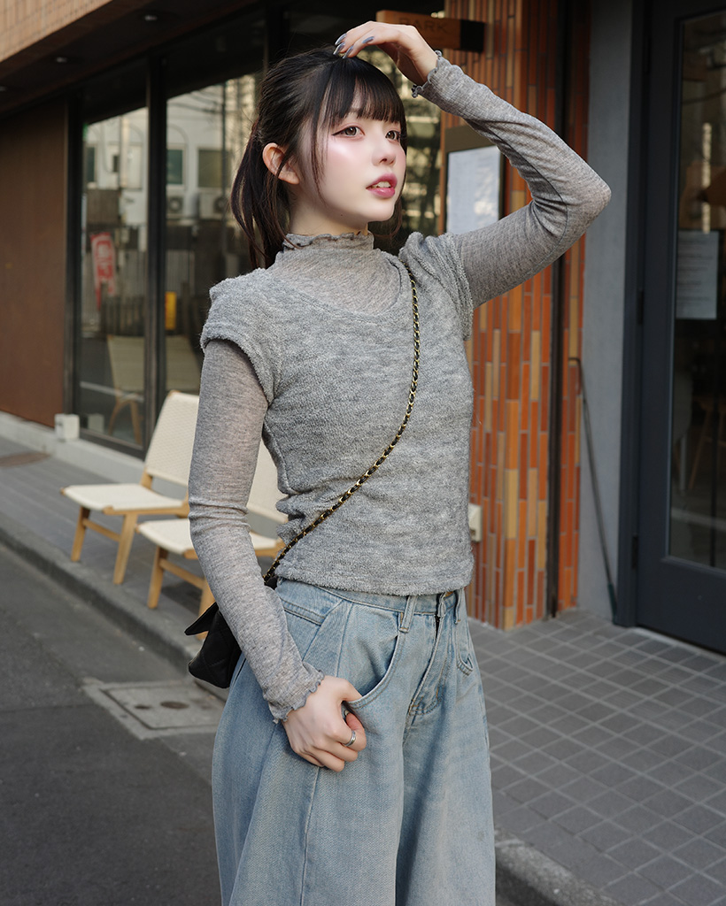 シースルTシャツ＆ニットセット