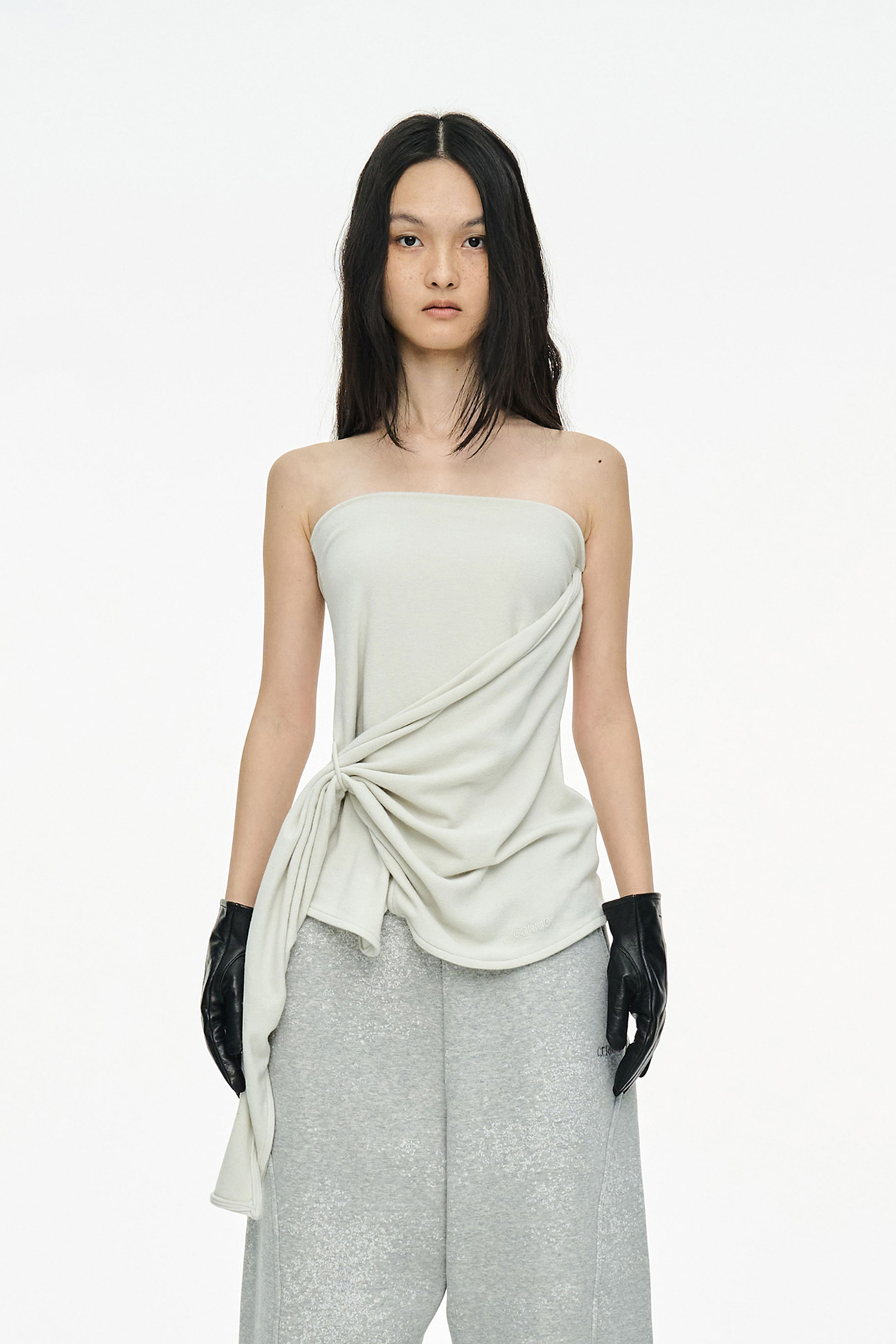 LAYERED FLARE TOP / LIGHT GRAY